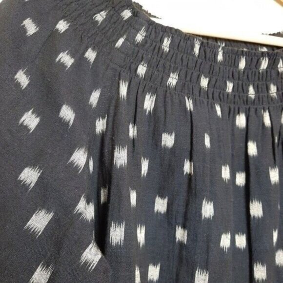 CURRENT ELLIOT | Smock Dotted Ikat Polka Dot Tee Blouse Blue Sz 1 / S - Picture 7 of 12